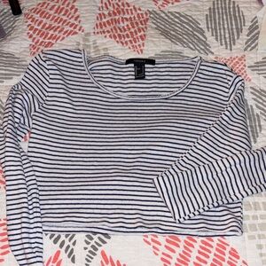 Forever 21 Black and White Striped Crop Top